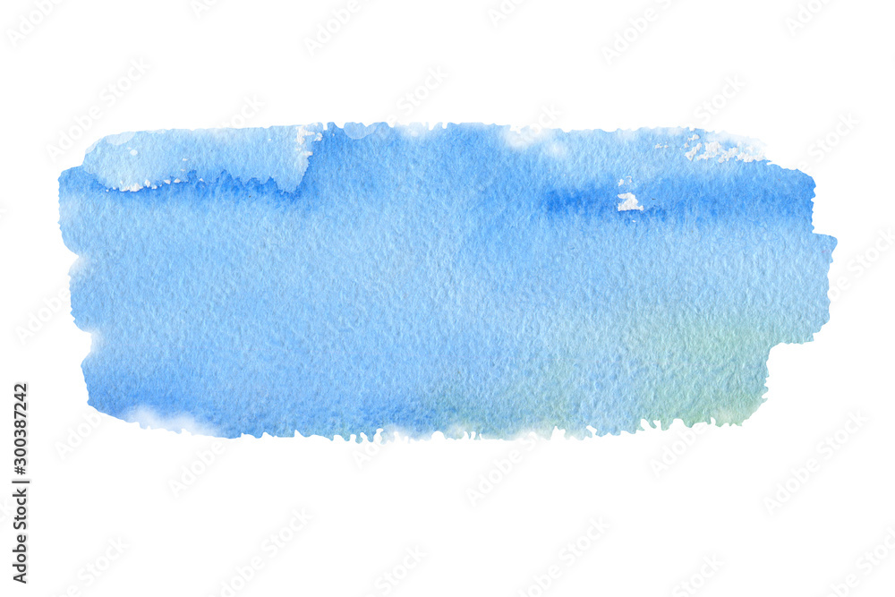Fototapeta premium Abstract blue, turquoise watercolor textured background on a white isolated background