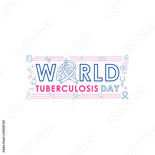 World Tuberculosis Day - Vector logo poster banner illustration of World Tuberculosis Day on March 24th. Lungs Health care awareness campaign. isolated on white background.