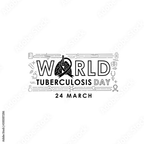 World Tuberculosis Day - Vector logo poster banner illustration of World Tuberculosis Day on March 24th. Lungs Health care awareness campaign. isolated on white background.