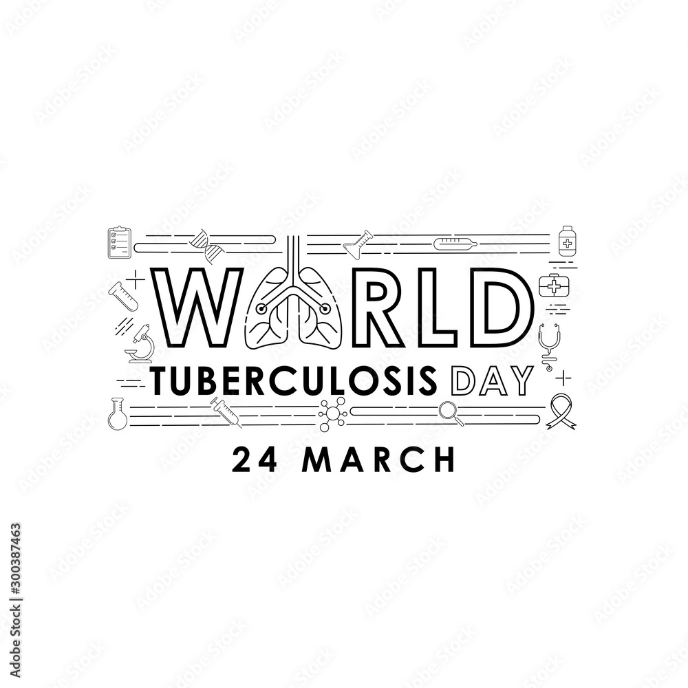 Obraz premium World Tuberculosis Day - Vector logo poster banner illustration of World Tuberculosis Day on March 24th. Lungs Health care awareness campaign. isolated on white background.