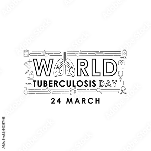 World Tuberculosis Day - Vector logo poster banner illustration of World Tuberculosis Day on March 24th. Lungs Health care awareness campaign. isolated on white background.