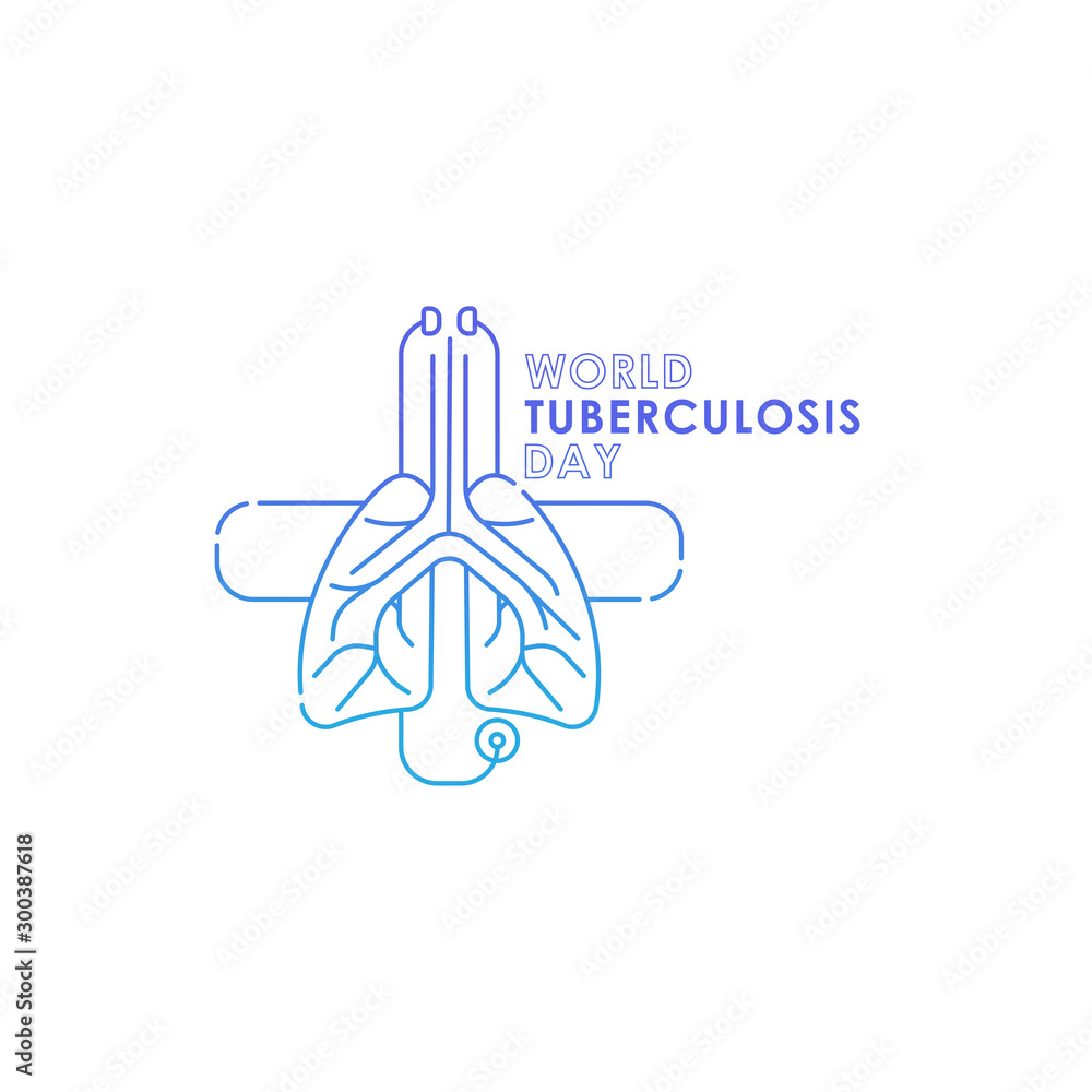 Fototapeta premium World Tuberculosis Day - Vector logo poster banner illustration of World Tuberculosis Day on March 24th. Lungs Health care awareness campaign. isolated on white background.