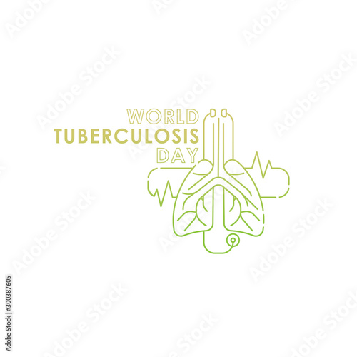 World Tuberculosis Day - Vector logo poster banner illustration of World Tuberculosis Day on March 24th. Lungs Health care awareness campaign. isolated on white background.