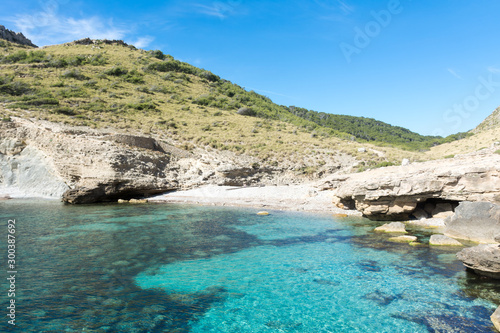 Beach in the Bay of Cala Figuera on the island of Mallorca