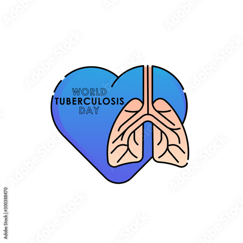 World Tuberculosis Day - Vector logo poster banner illustration of World Tuberculosis Day on March 24th. Lungs Health care awareness campaign. isolated on white background.