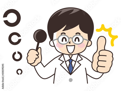 視力検査をする眼科医