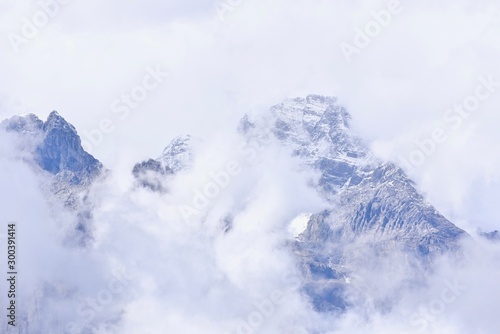 Jade Dragon Snow Mountain on Foggy Morning in Lijiang, China