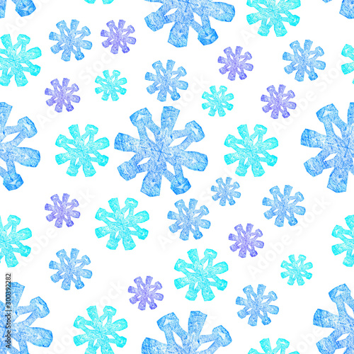 Watercolor winter snow seamless pattern on a white background for packaging for the holiday