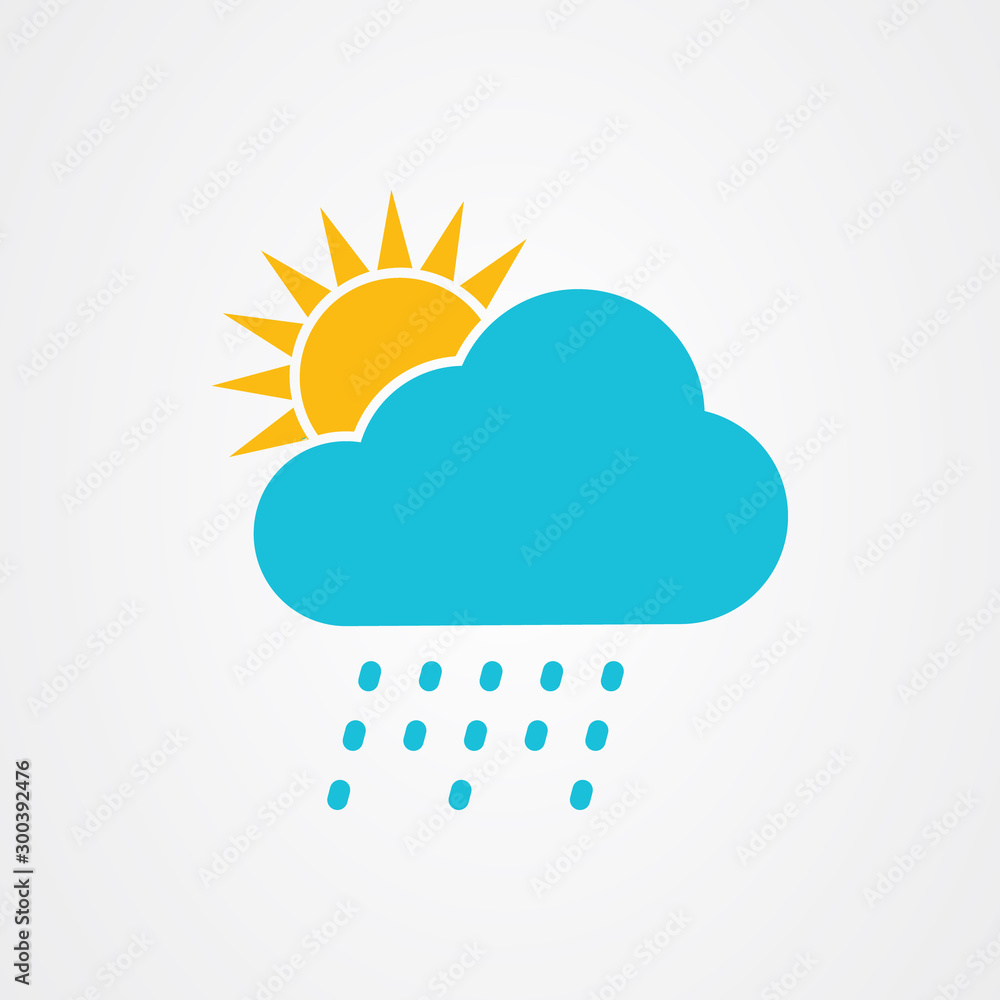 The sun and cloud with rain icon vector design The sun and cloud with rain icon vector design