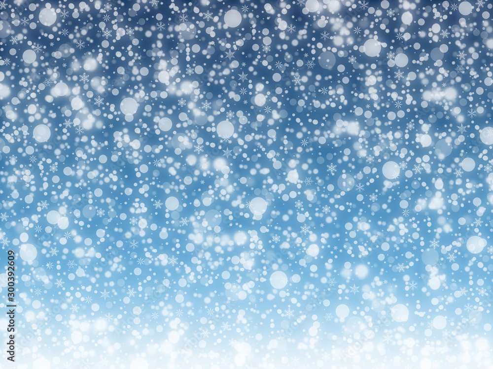 Fototapeta premium Christmas blue background with snowflakes