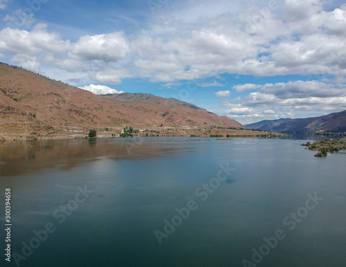Outstanding aerial photography of picturesque Lincoln Rock State Park and beautiful Lake Entiat and Swakane Canyon in Douglas County East Wenatchee Washington State  © Marc Sanchez