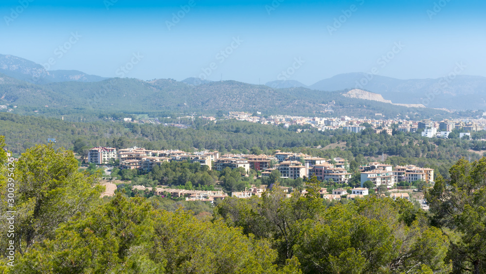 View of Palma de Mallorca with the Bellver castle