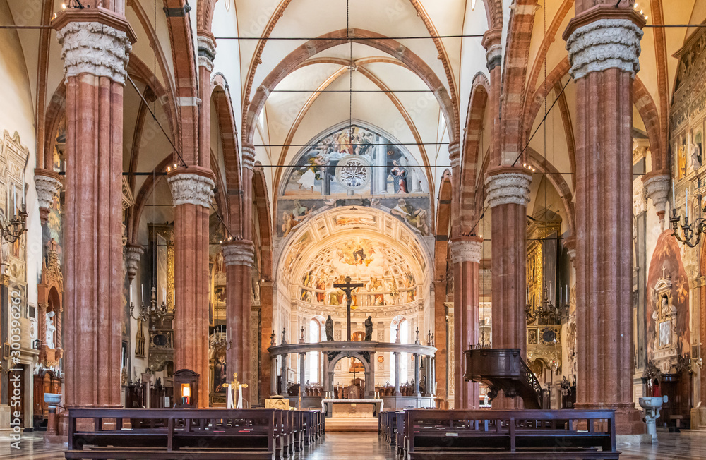 Interior decoration of catholic cathedral in Verona