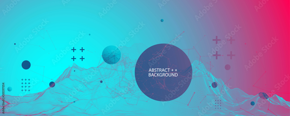 Obraz premium Wireframe background with plexus effect. Futuristic vector illustration.