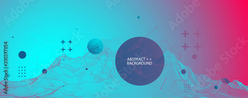 Wireframe background with plexus effect. Futuristic vector illustration.