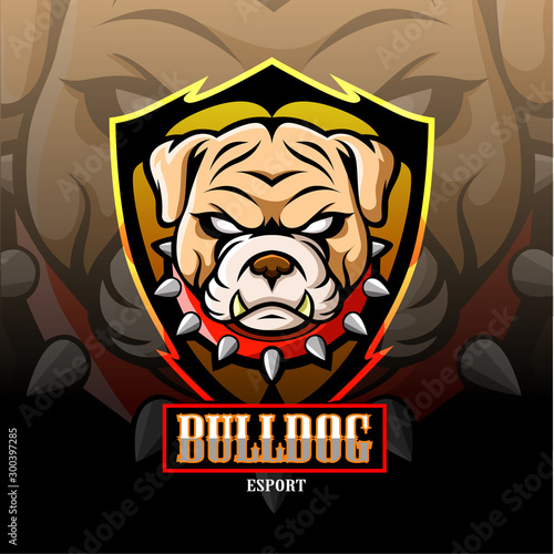 Bulldog mascot esport logo design.