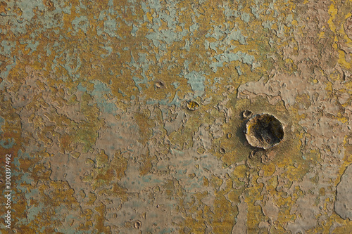 Fotografija Old military relief texture of the tank green color