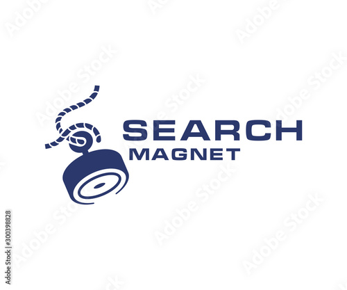 Search magnet with rope logo design. Fishing magnet vector design. Deep sea salvage fishing hook logotype