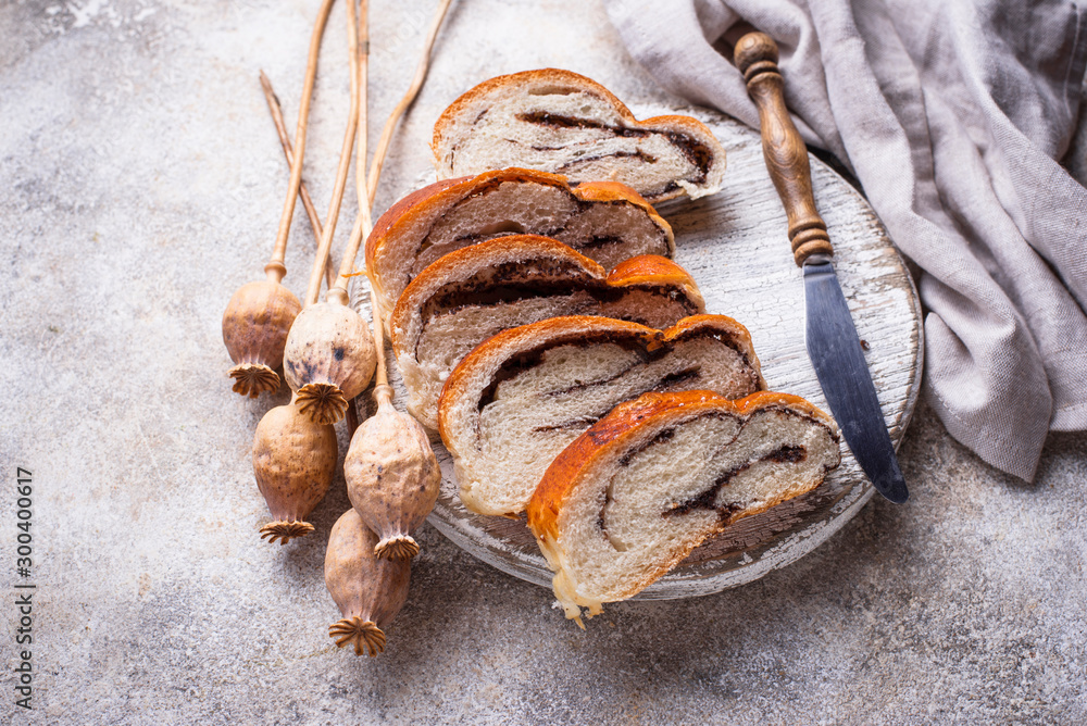 Sweet bread with poppy seeds