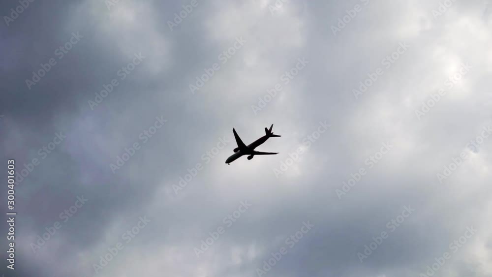 Airplane flying in a sky. Takeoff or landing, travel concept Airplane flying in a sky. Takeoff or landing, travel concept