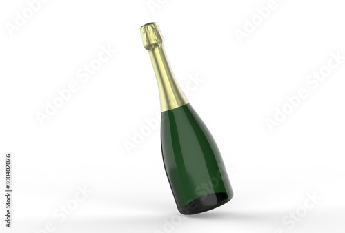 Champagne Box Bottle For Branding. 3d render illustration.