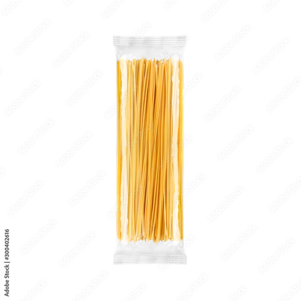 Spaghetti pasta transparent plastic bag package, isolated on white  background. Packaging template mockup collection. Stock Photo | Adobe Stock