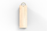 Blank wood storage box with rope handle and sliding lid. 3d render illustration.