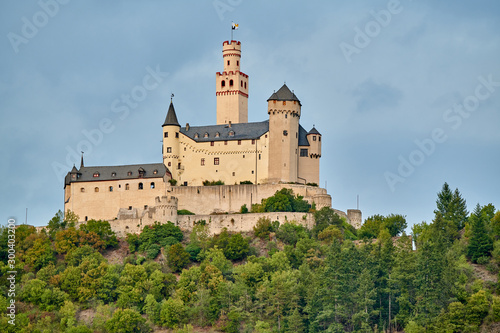 Marksburg castle on Rhine river in Rhineland-Palatinate, Germany. Built in 1117