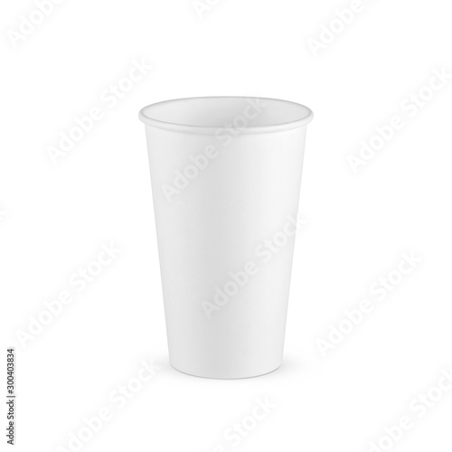 White paper coffee cup large size isolated on white background. Front view. Packaging template mockup collection.