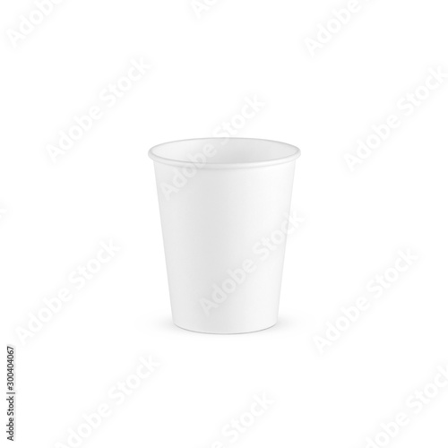 White paper coffee cup small size isolated on white background. Front perspective view. Packaging template mockup collection.