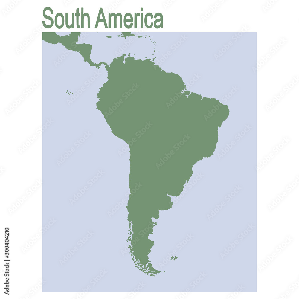 vector illustration with map of continent South America