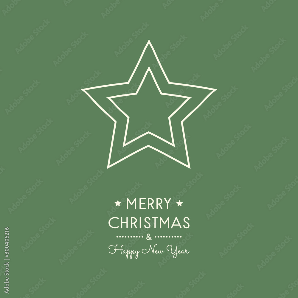 Obraz premium Merry Christmas and Happy New Year - card with hand drawn star. Vector.