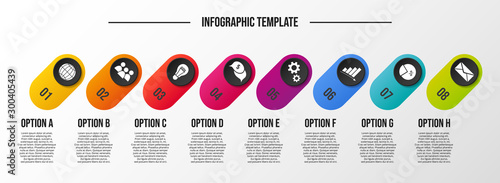 Colorful chart with business symbols - infographic template. Vector