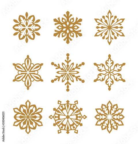 Set of different snowflake silhouette. Winter holiday decoration.Vector illustration