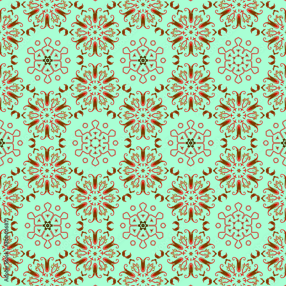 Detailed seamless texture pattern background pastel turquoise and green color tone. Vintage style wall paper, wrapping paper background design.