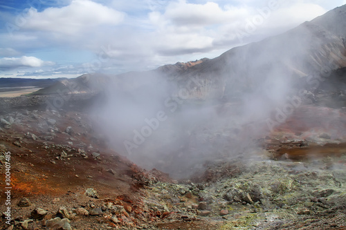 Boiling hot springs at the Hverir geothermal area