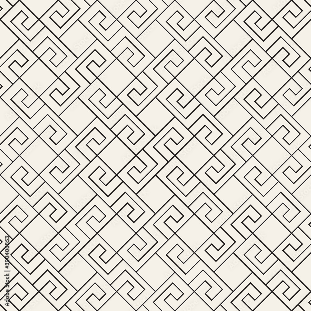 Vector seamless stylish pattern. Geometric striped ornament. Monochrome spiral lines lattice. Vector seamless stylish pattern. Geometric striped ornament. Monochrome spiral lines lattice.
