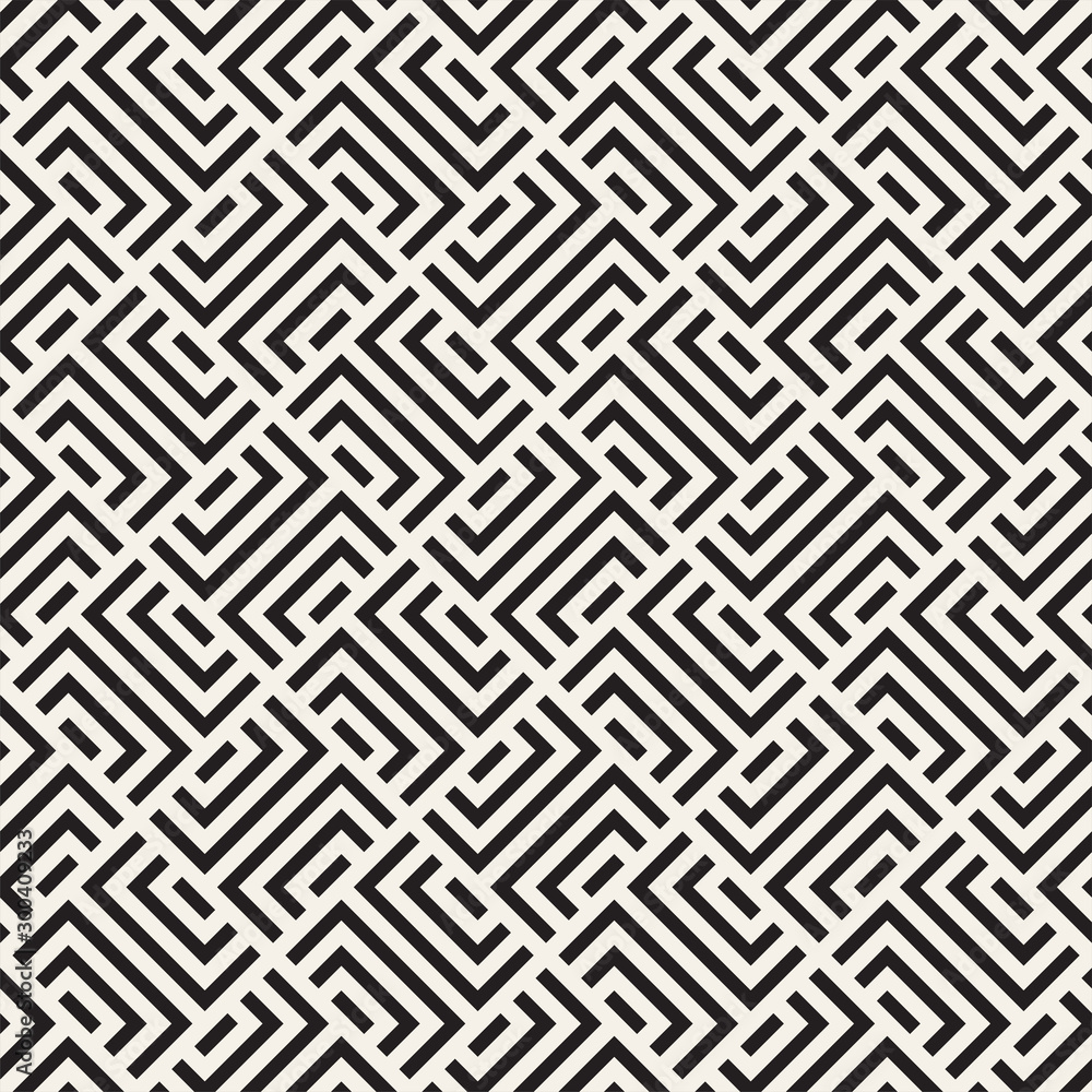 Vector seamless stylish pattern. Geometric striped ornament. Linear weave lattice background.