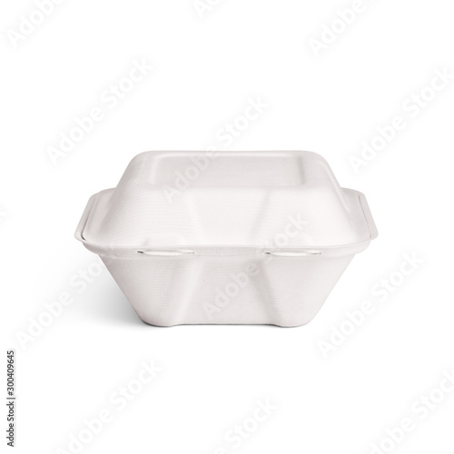 Paper lunch box food tray container isolated on white background. Front view. Packaging template mockup collection