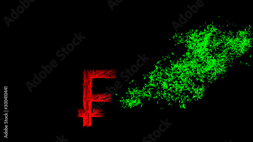 Growing Tree in a shape of a franc sign. 3D rendering.