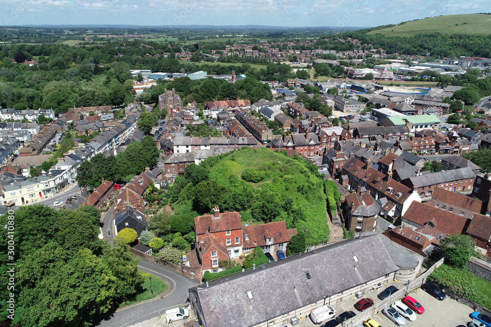 Fototapeta premium Aerial views of historic Lewes, East Sussex.