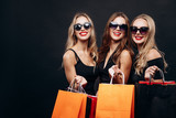 Girlfriends Demonstrate Paper Bags Full of Trendy Purchases