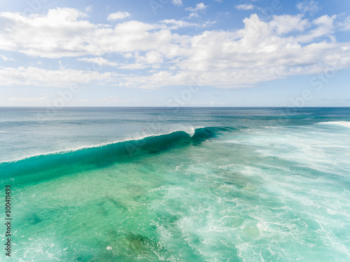 Aerial view of a breaking wave in Hawaii