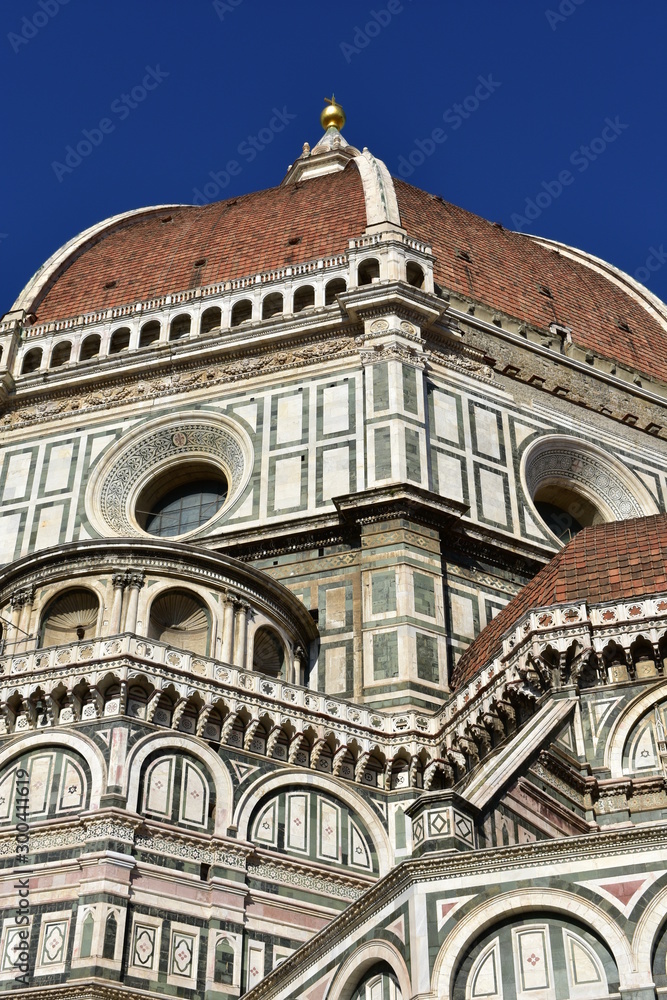 Santa Maria del Fiore Cathedral. Dome close-up. Florence, Italy.