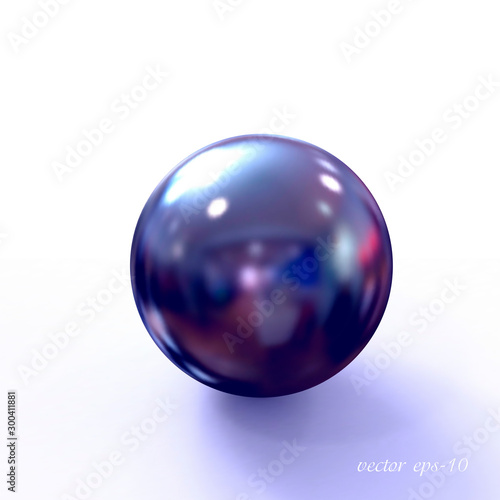  Metal ball isolate .Mirror sphere with reflection. Realistic balloon for labels, advertising.