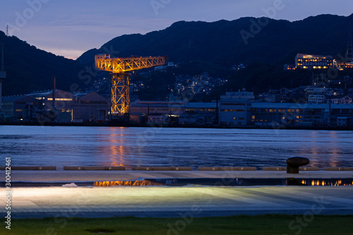 Giant cantilever crane in Dejima wharf in Nagasaki, Japan photo