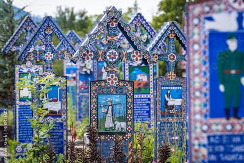 Fotografia, Obraz Merry Cemetery in Sapanta village, famous for its painted headstones, one of the
