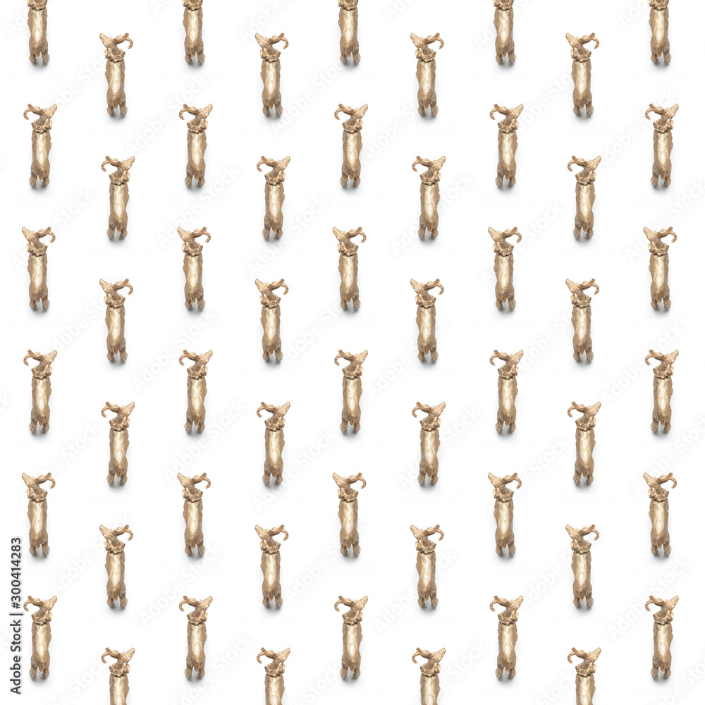Christmas, trendy pattern, isometric photography, Golden reindeers, white isolated background, winter, autumn, Minimal Christmas or New Year concept. Christmas, trendy pattern, isometric photography, Golden reindeers, white isolated background, winter, autumn, Minimal Christmas or New Year concept.