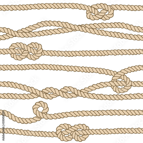 Vector endless nautical rope pattern, hand drawn