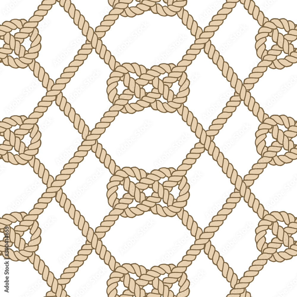 Seamless nautical rope pattern. Carrick Bend knot Seamless nautical rope pattern. Carrick Bend knot